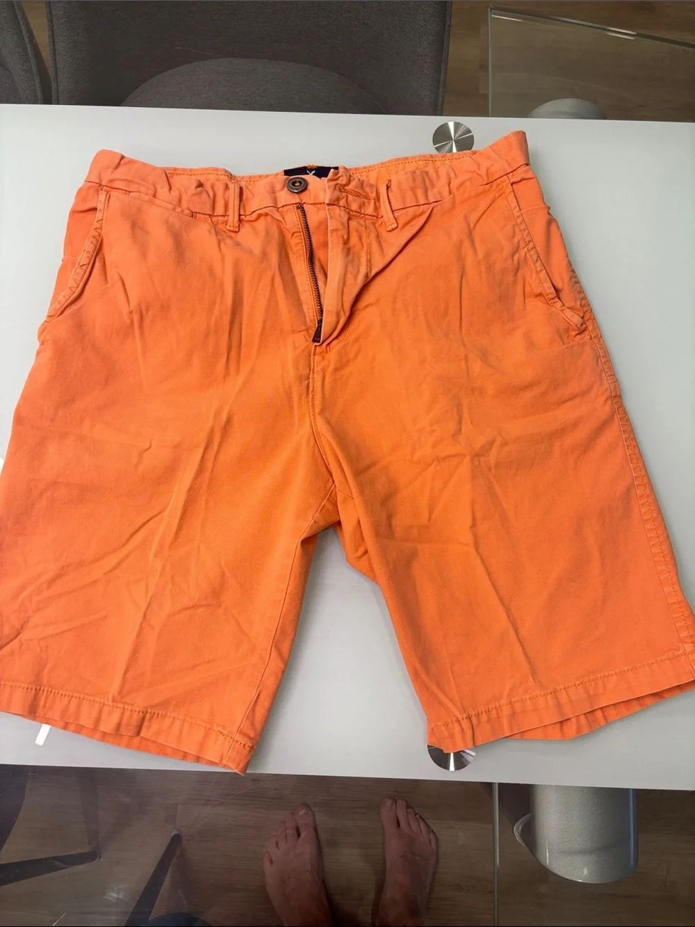 American Eagle Outfitters Bright Orange Flat-Front Shorts
